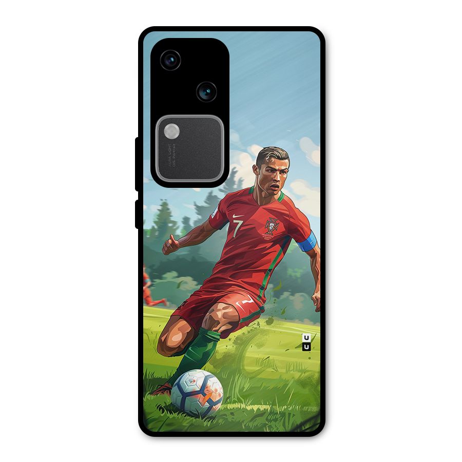 Soccer Star Playing Metal Back Case for Vivo V30 Pro