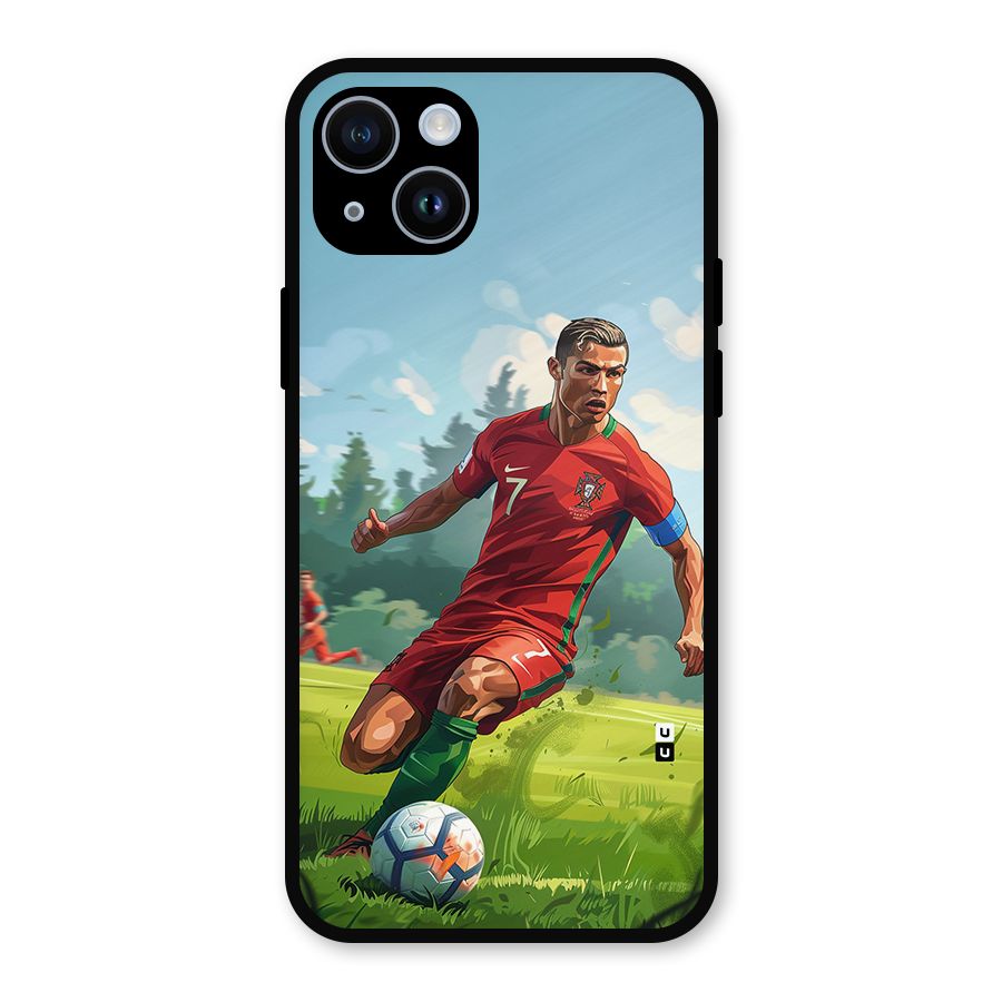 Soccer Star Playing Metal Back Case for iPhone 14