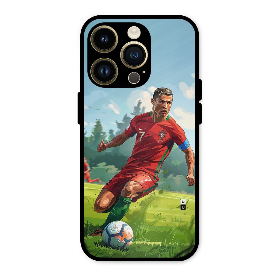 Soccer Star Playing Metal Back Case for iPhone 14 Pro