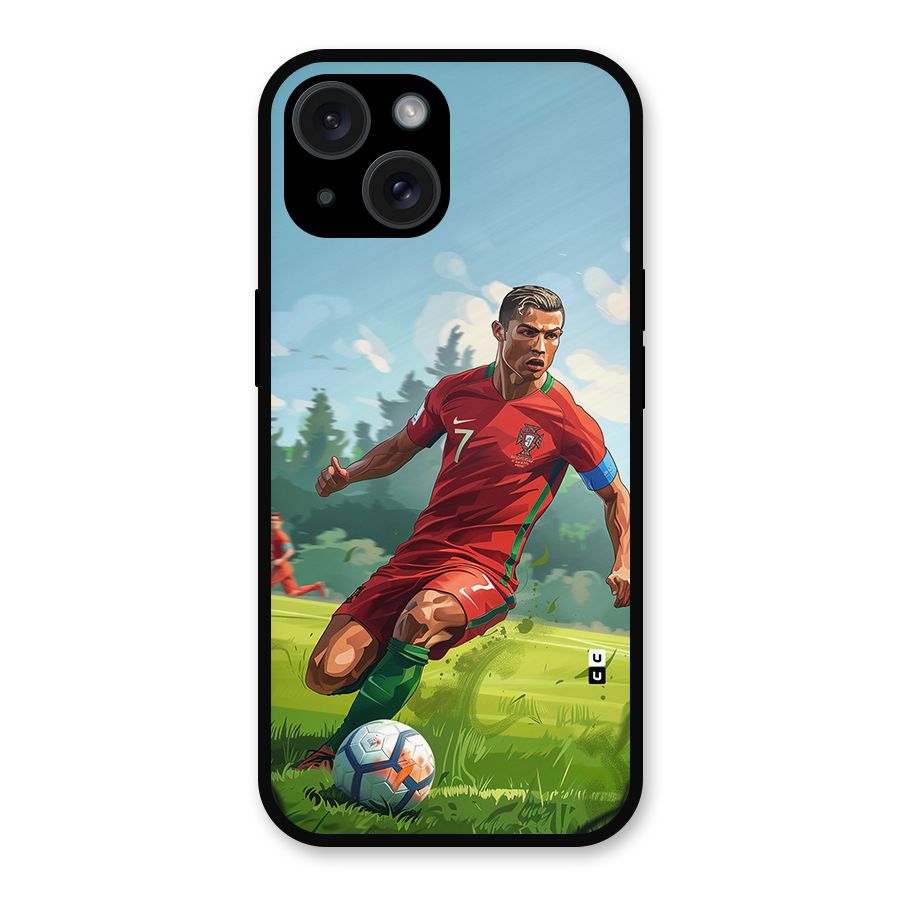 Soccer Star Playing Metal Back Case for iPhone 15