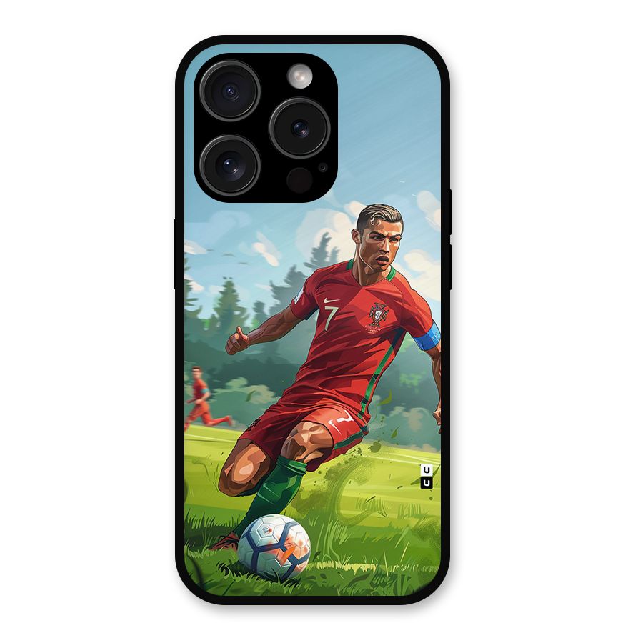 Soccer Star Playing Metal Back Case for iPhone 15 Pro