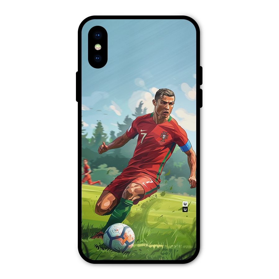Soccer Star Playing Metal Back Case for iPhone X