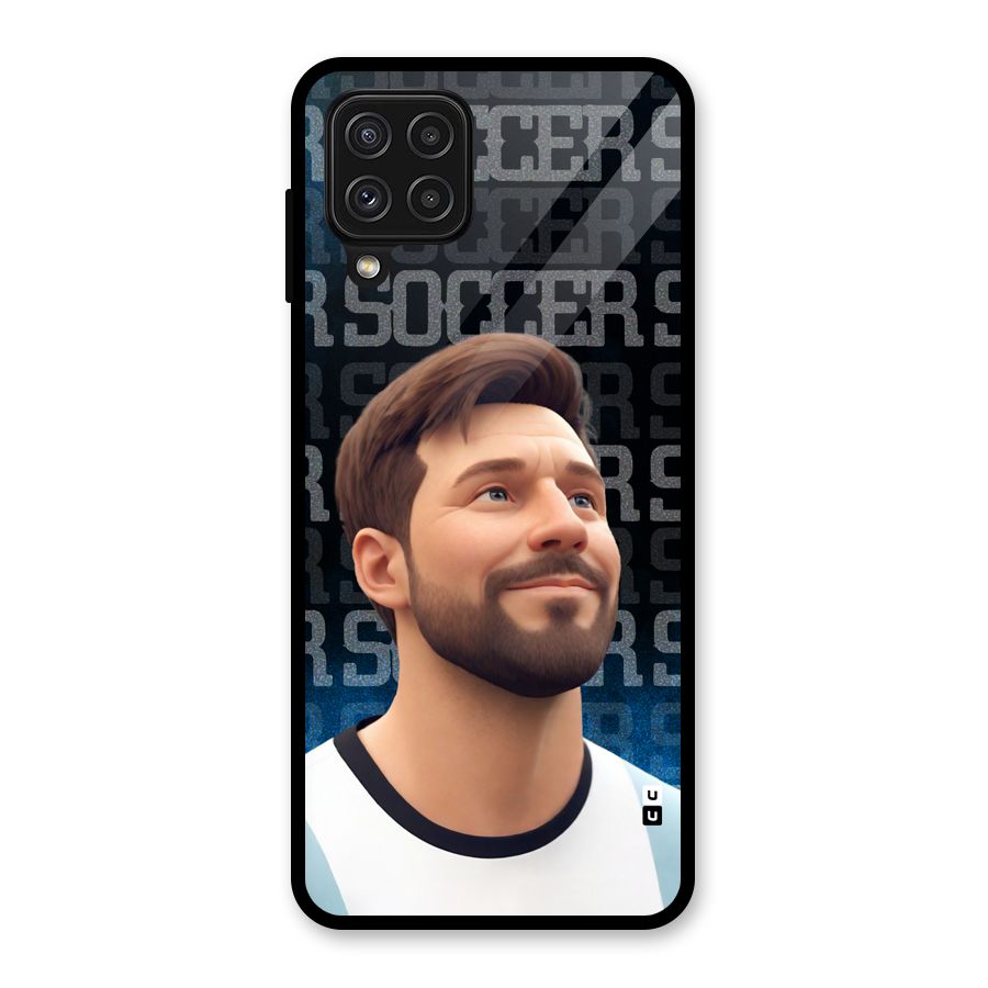 Soccer Star Smiles Glass Back Case for Galaxy A22 4G