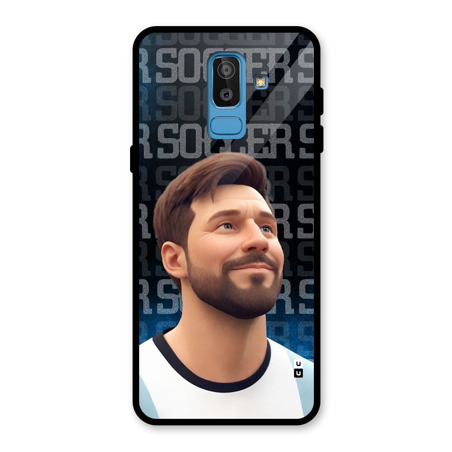 Soccer Star Smiles Glass Back Case for Galaxy J8