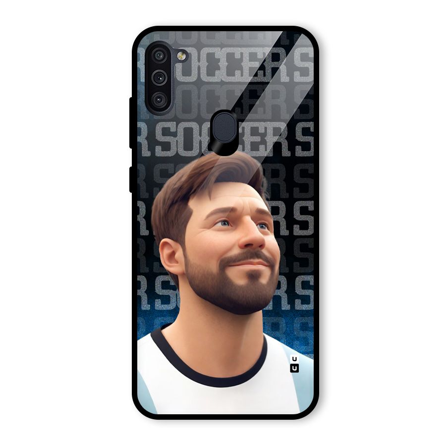 Soccer Star Smiles Glass Back Case for Galaxy M11