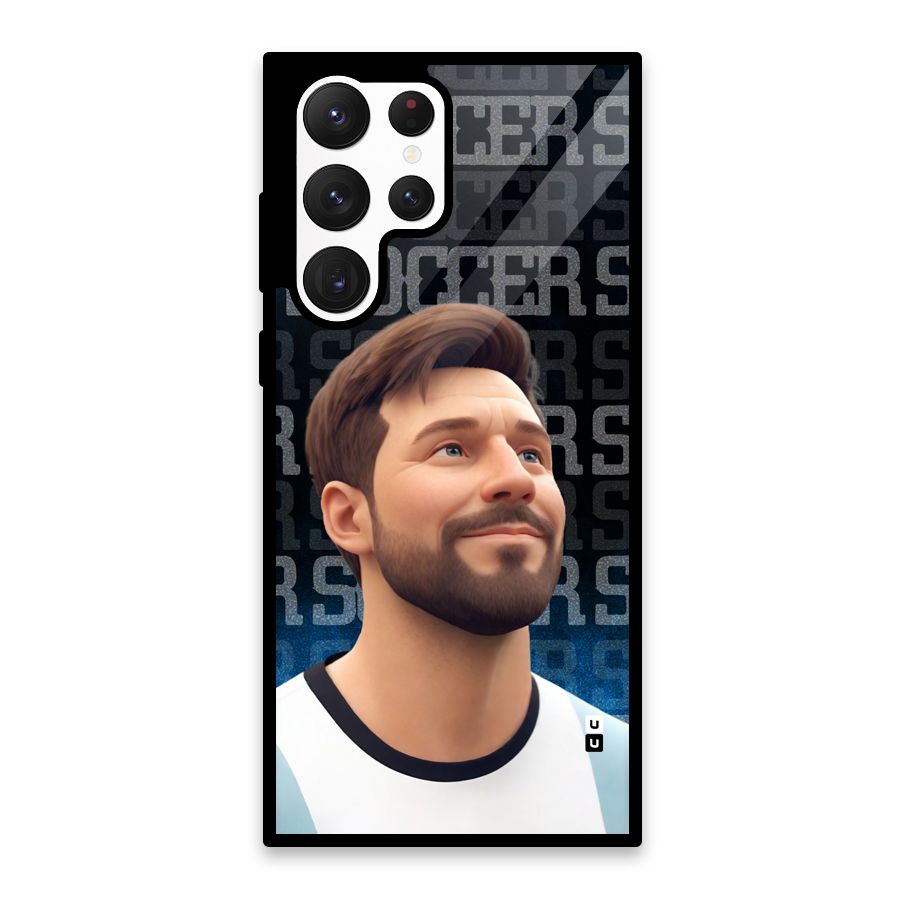 Soccer Star Smiles Glass Back Case for Galaxy S22 Ultra 5G