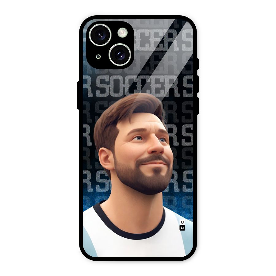 Soccer Star Smiles Glass Back Case for iPhone 15 Plus