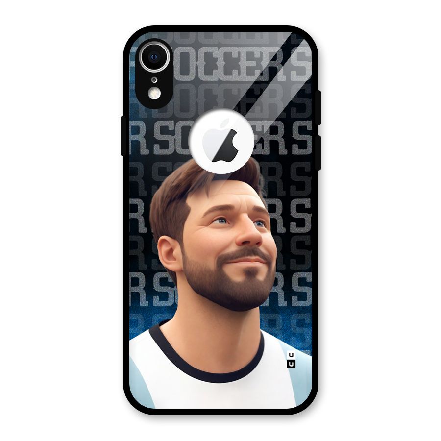 Soccer Star Smiles Glass Back Case for iPhone XR Logo Cut
