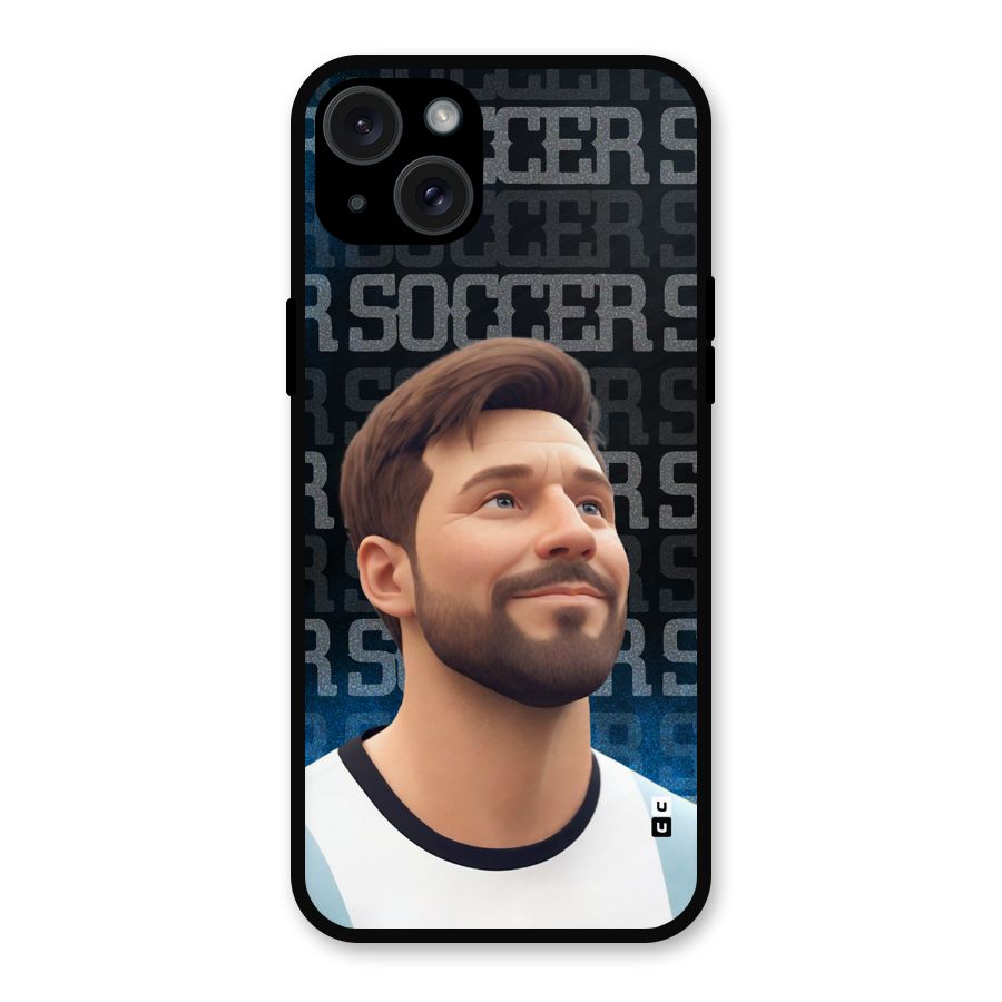 Soccer Star Smiles Metal Back Case for iPhone 15 Plus