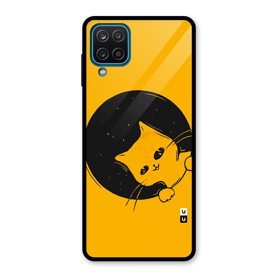 Space Cat Glass Back Case for Galaxy A12