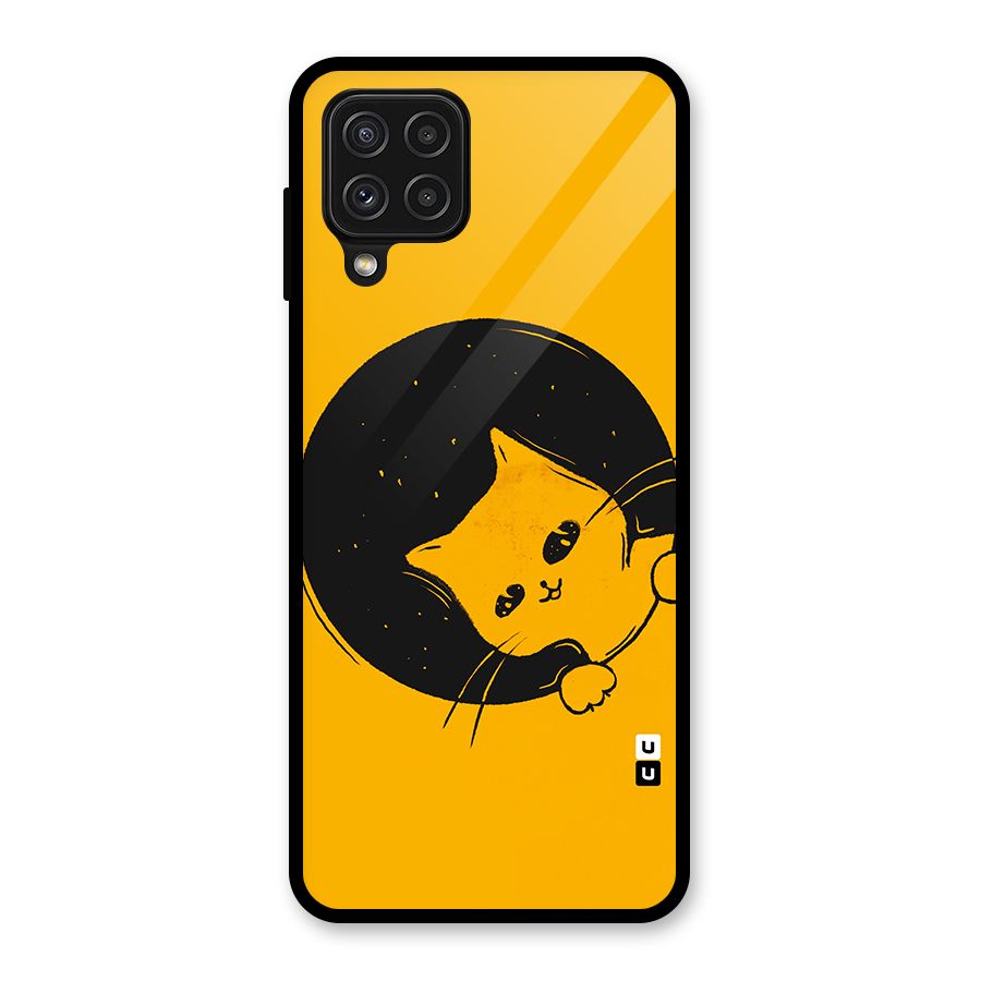 Space Cat Glass Back Case for Galaxy A22 4G