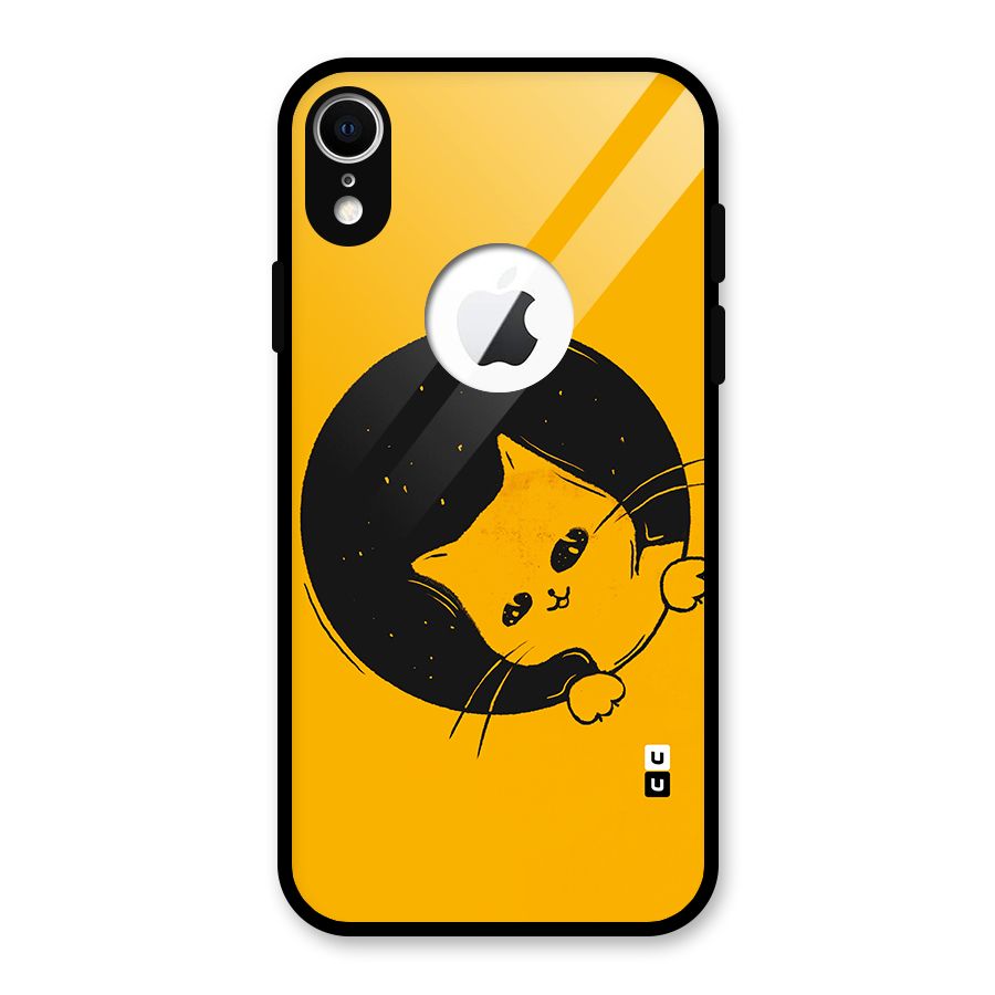 Space Cat Glass Back Case for iPhone XR Logo Cut
