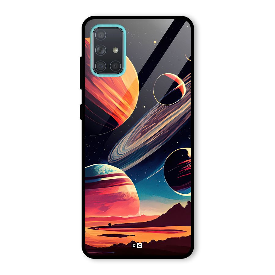 Space Planets Glass Back Case for Galaxy A71
