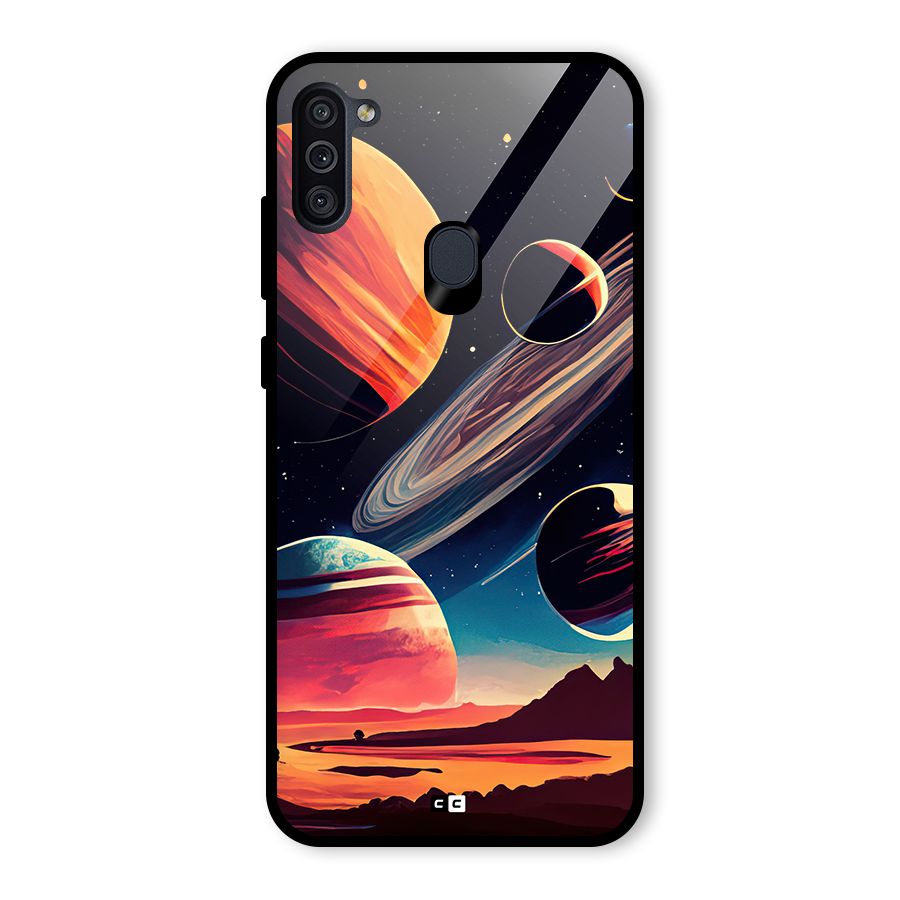 Space Planets Glass Back Case for Galaxy M11