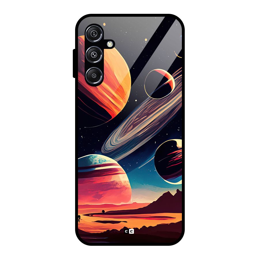 Space Planets Glass Back Case for Galaxy M34 5G