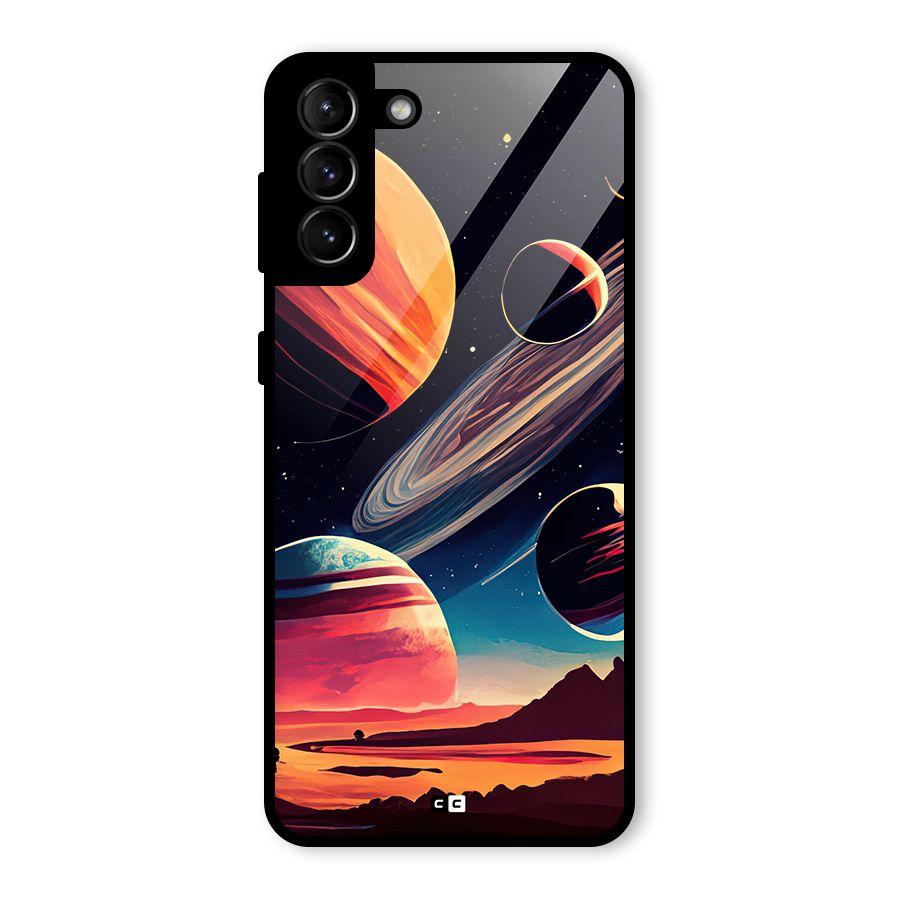 Space Planets Glass Back Case for Galaxy S21 Plus