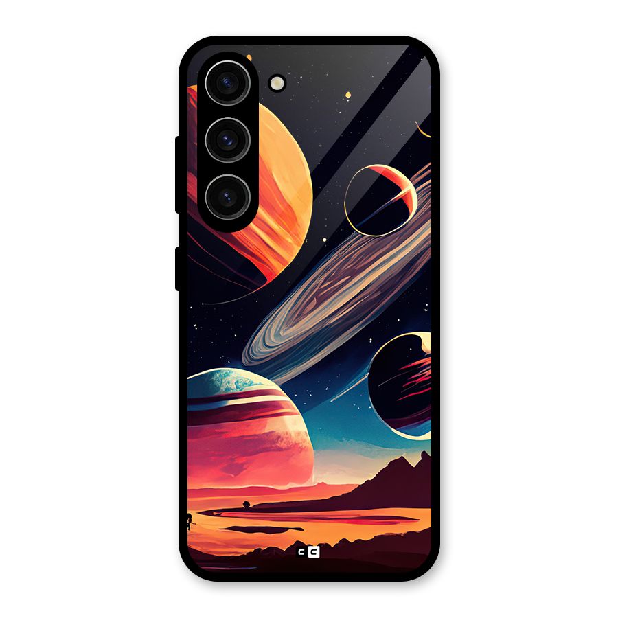 Space Planets Glass Back Case for Galaxy S23