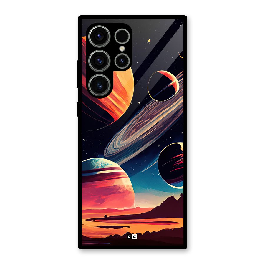 Space Planets Glass Back Case for Galaxy S23 Ultra