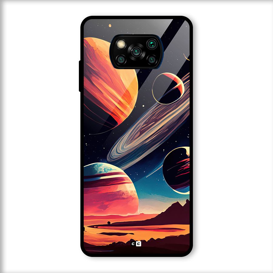 Space Planets Glass Back Case for Poco X3