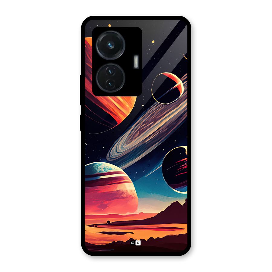 Space Planets Glass Back Case for Vivo T1 44W
