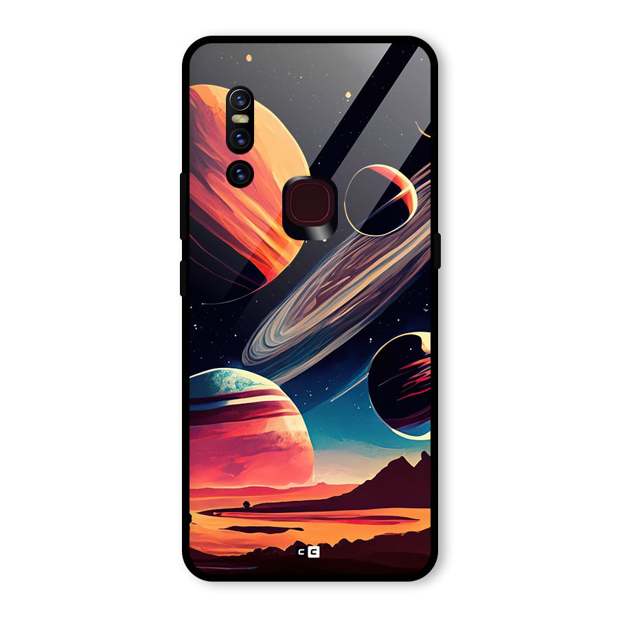 Space Planets Glass Back Case for Vivo V15