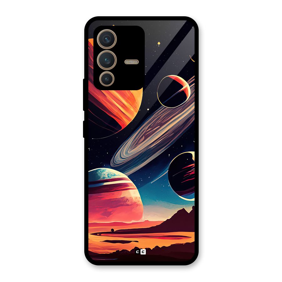 Space Planets Glass Back Case for Vivo V23 5G