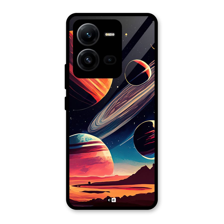 Space Planets Glass Back Case for Vivo V25