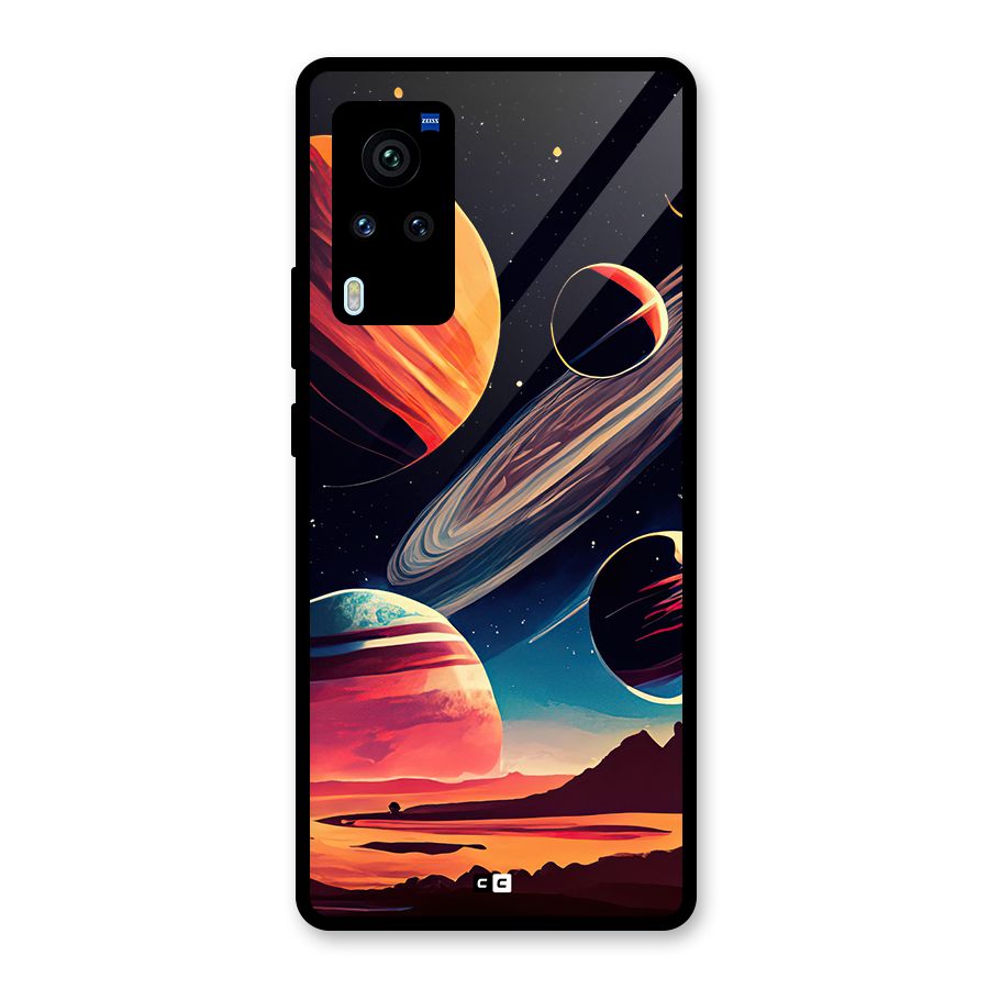 Space Planets Glass Back Case for Vivo X60 Pro