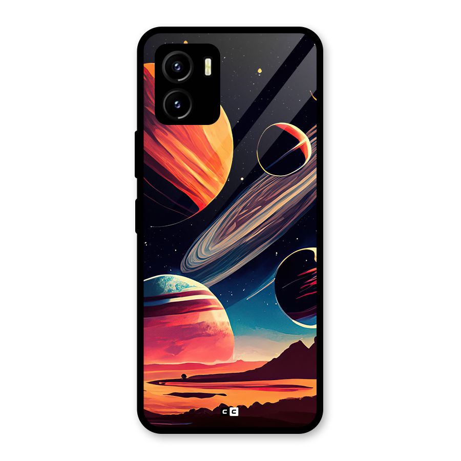 Space Planets Glass Back Case for Vivo Y15s