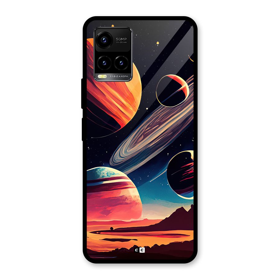 Space Planets Glass Back Case for Vivo Y21T