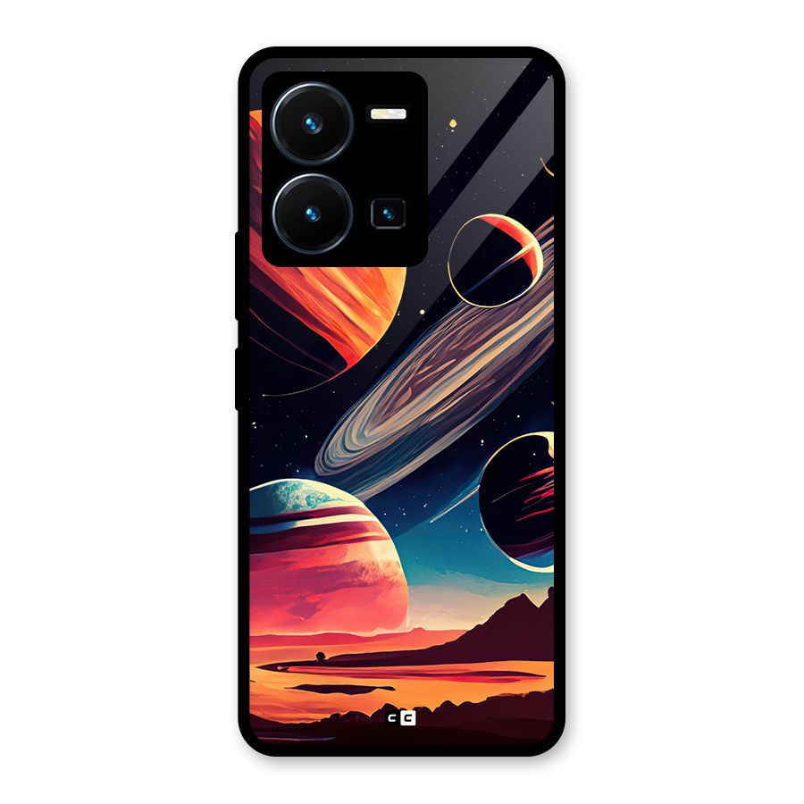 Space Planets Glass Back Case for Vivo Y35