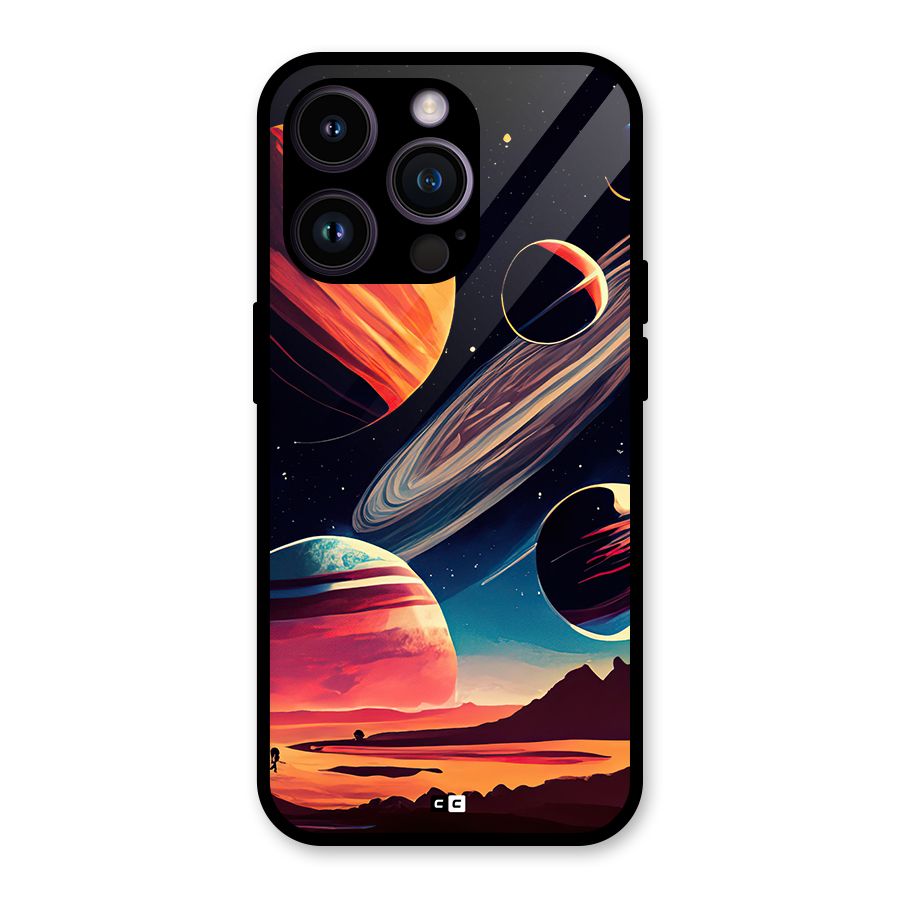 Space Planets Glass Back Case for iPhone 14 Pro