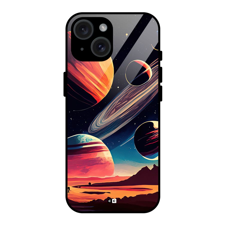 Space Planets Glass Back Case for iPhone 15
