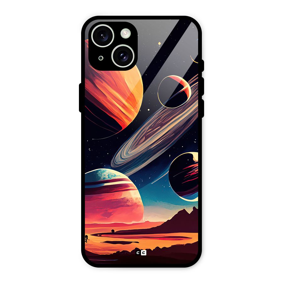 Space Planets Glass Back Case for iPhone 15 Plus