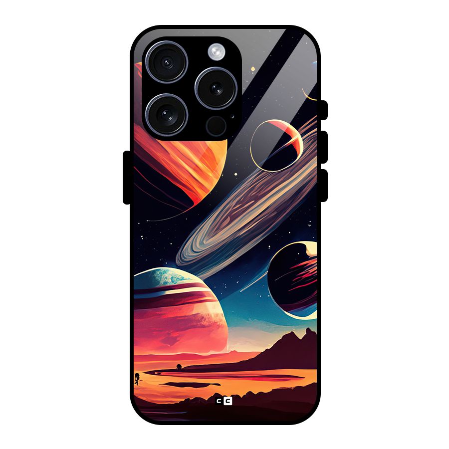 Space Planets Glass Back Case for iPhone 15 Pro