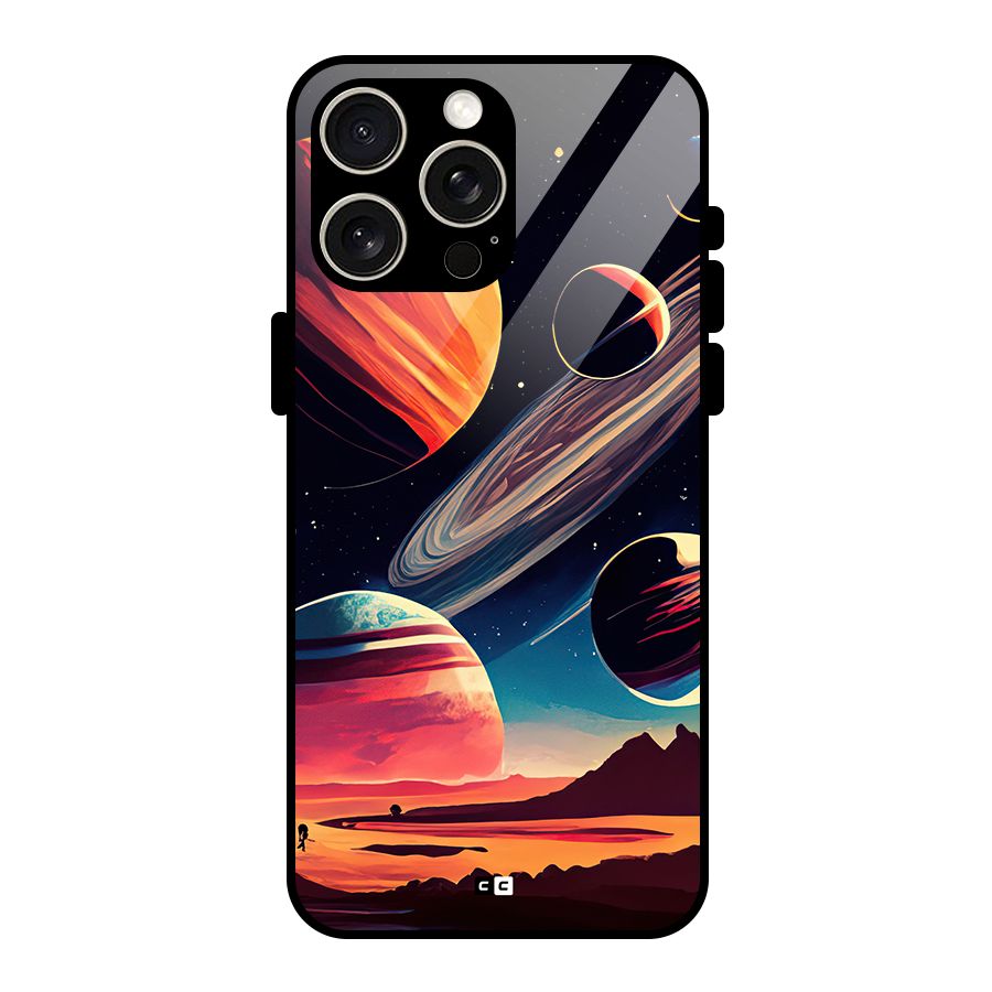 Space Planets Glass Back Case for iPhone 15 Pro Max