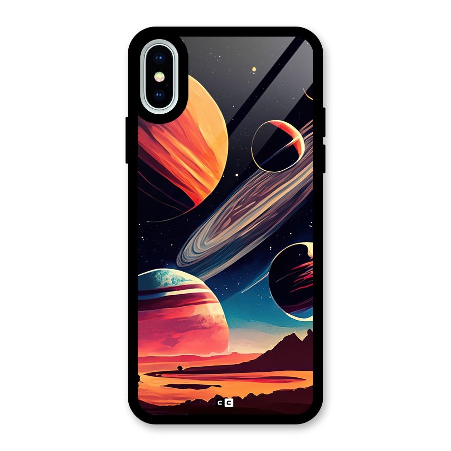 Space Planets Glass Back Case for iPhone XS