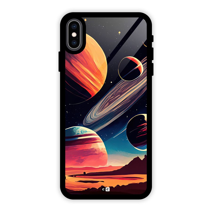 Space Planets Glass Back Case for iPhone XS Max