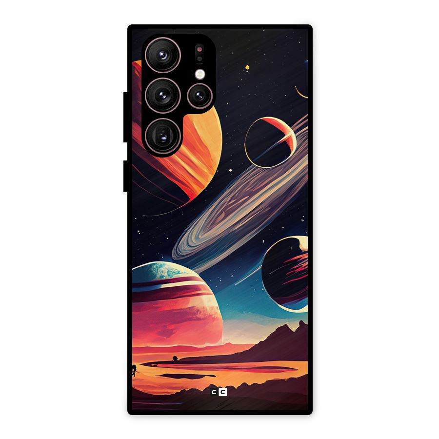Space Planets Metal Back Case for Galaxy S22 Ultra 5G