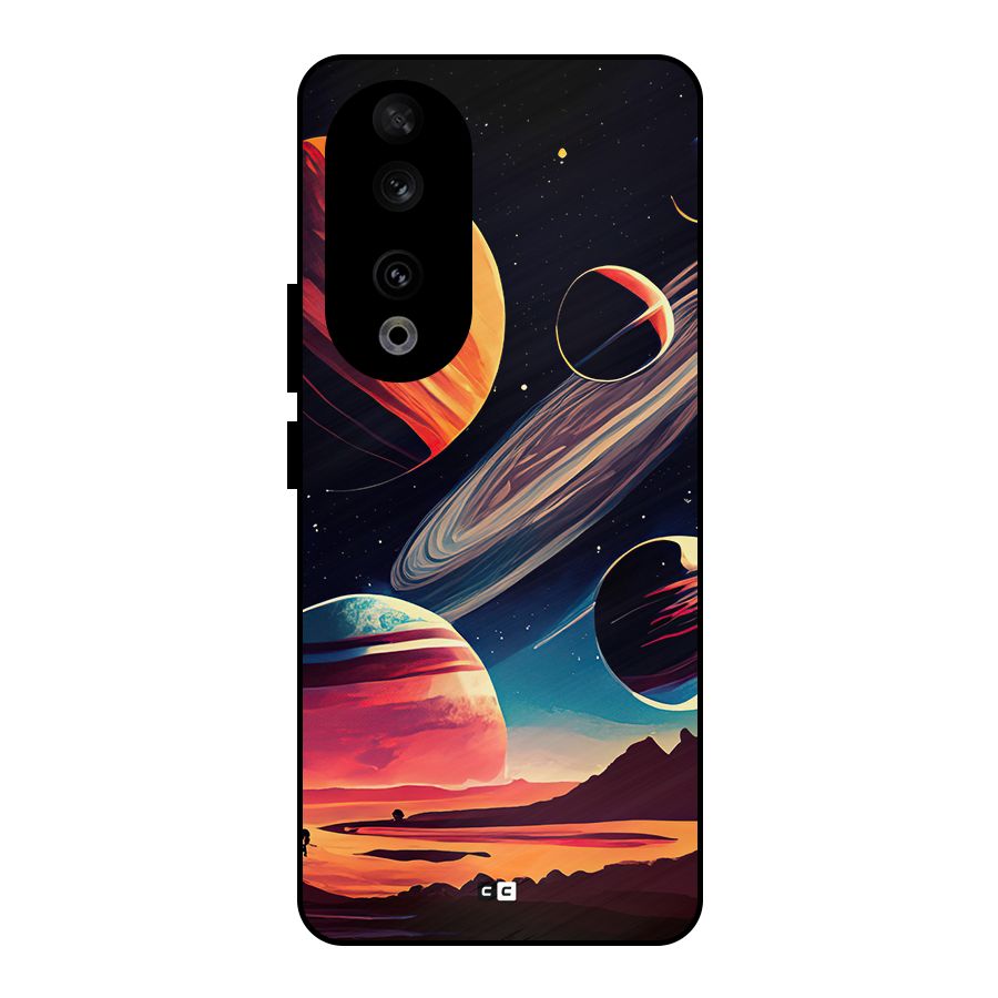 Space Planets Metal Back Case for Honor 90