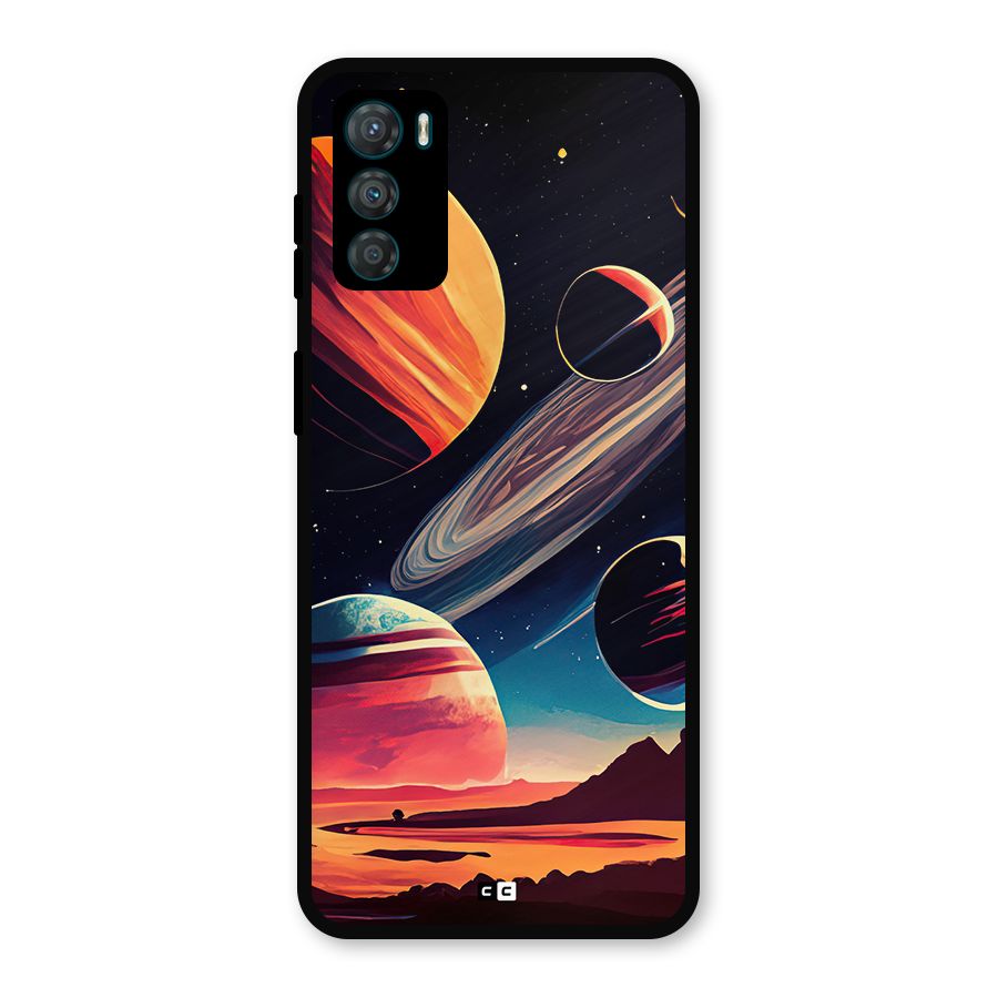 Space Planets Metal Back Case for Moto G42