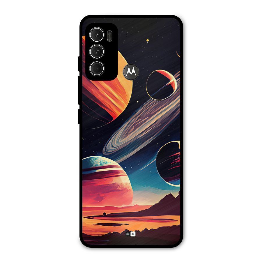 Space Planets Metal Back Case for Moto G60