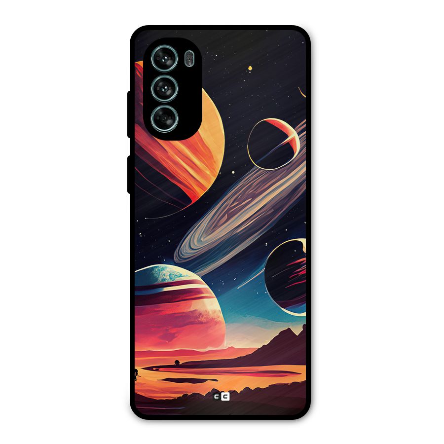 Space Planets Metal Back Case for Moto G62
