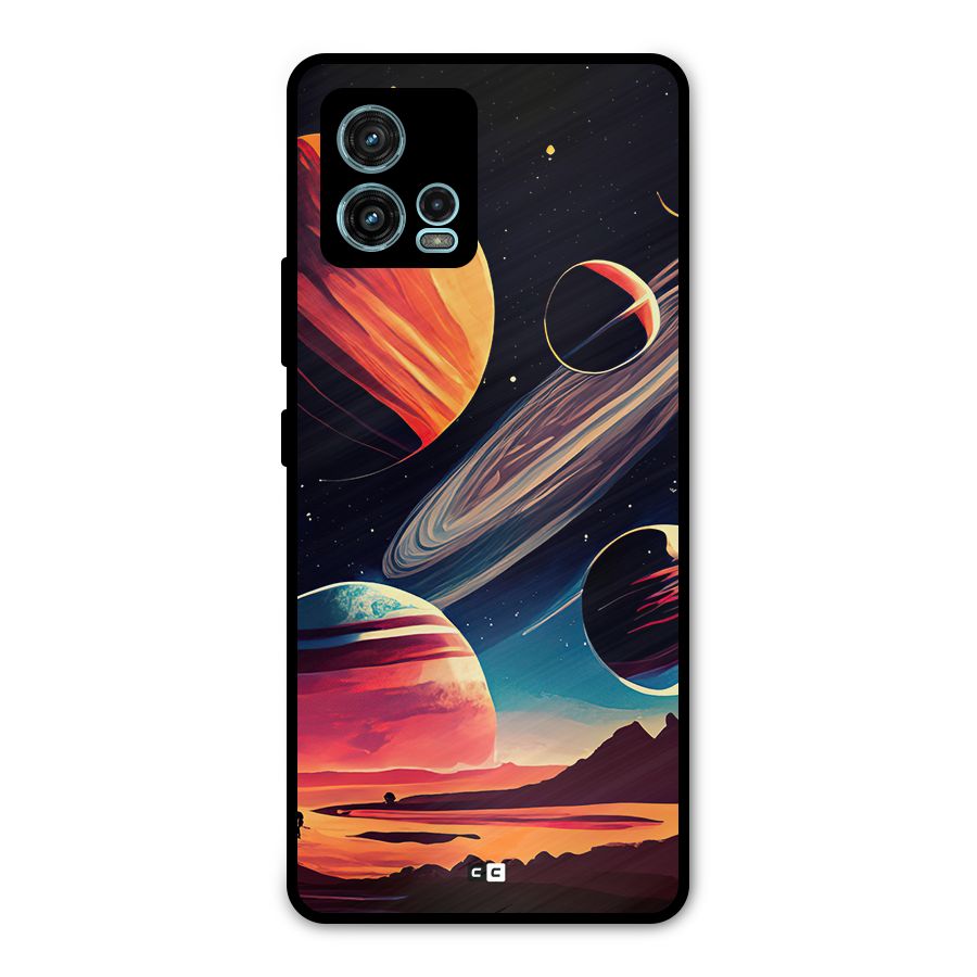 Space Planets Metal Back Case for Moto G72