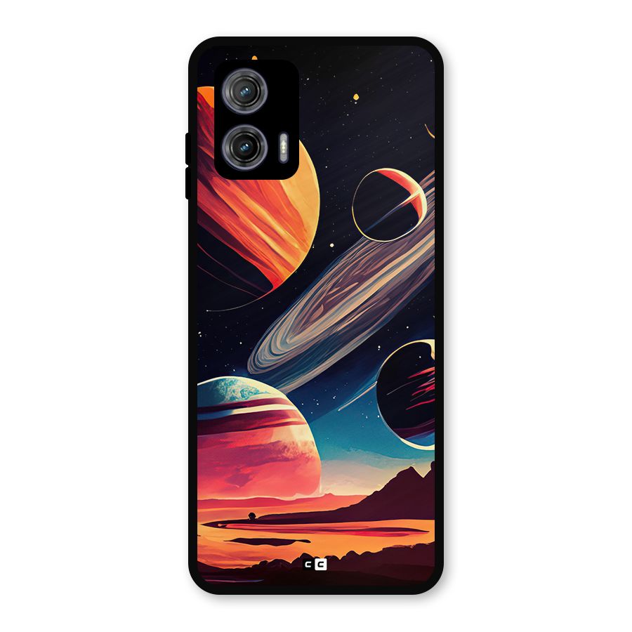 Space Planets Metal Back Case for Moto G73