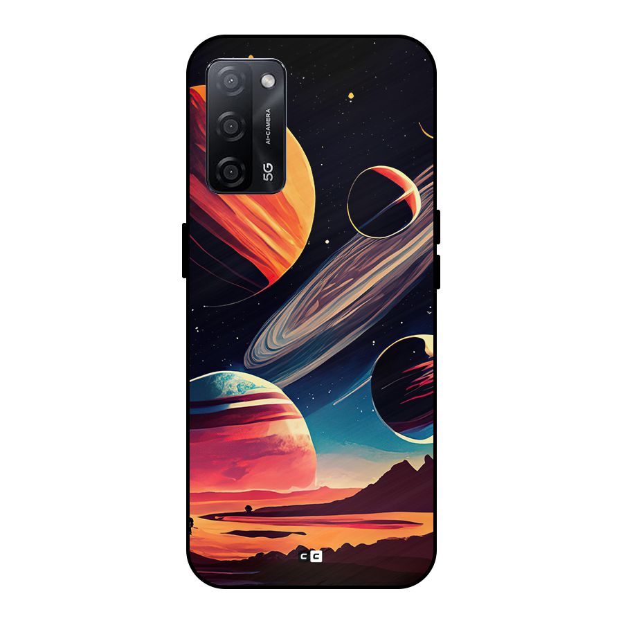 Space Planets Metal Back Case for Oppo A53s 5G