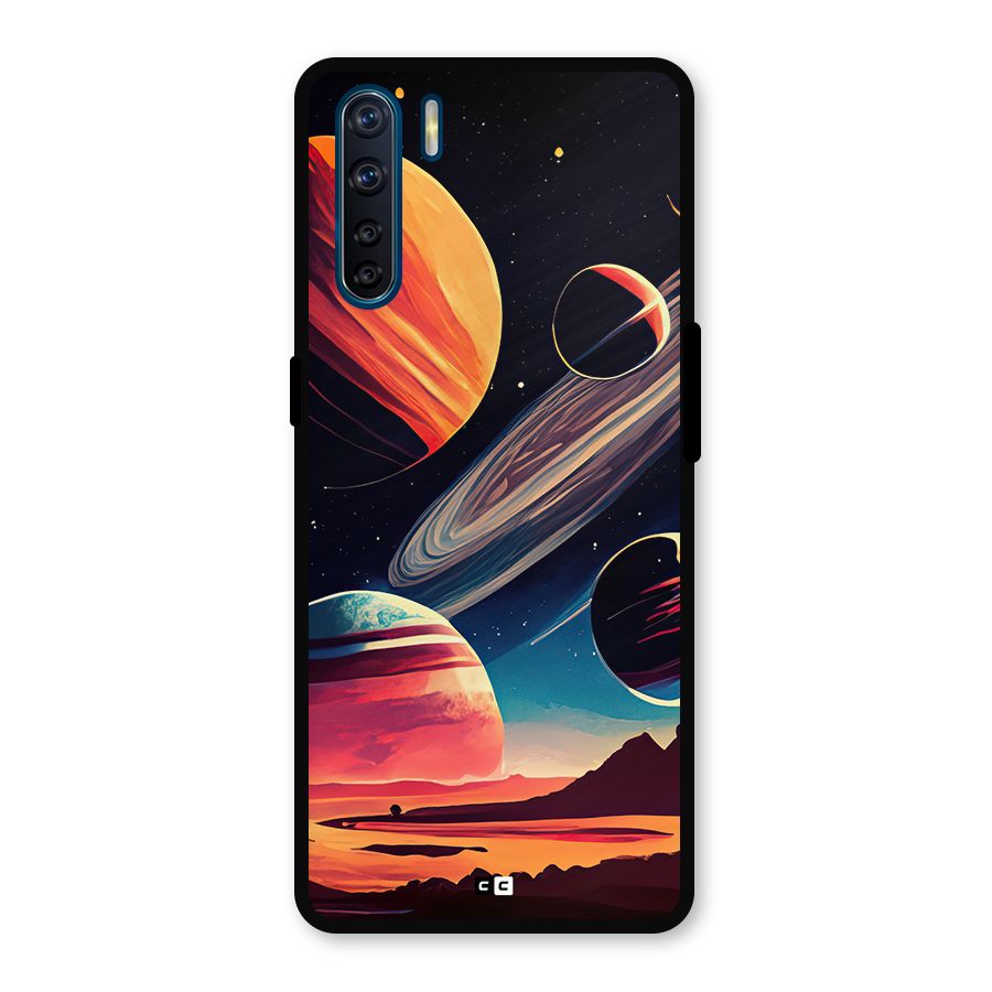 Space Planets Metal Back Case for Oppo F15