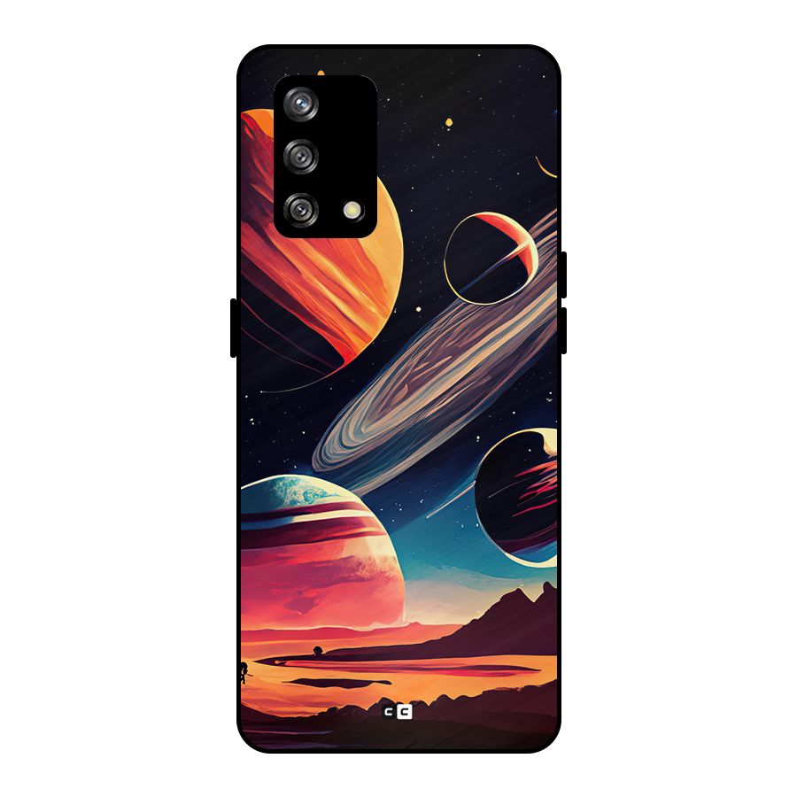 Space Planets Metal Back Case for Oppo F19