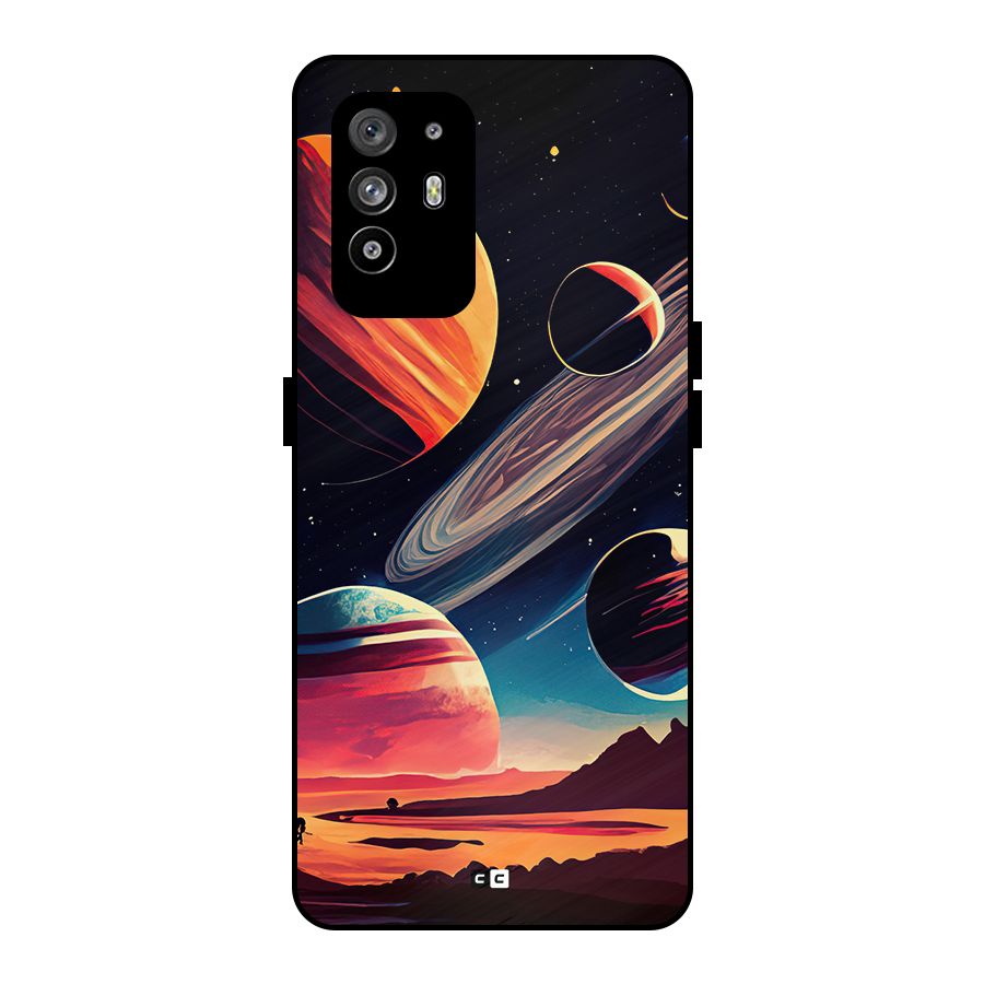 Space Planets Metal Back Case for Oppo F19 Pro Plus 5G