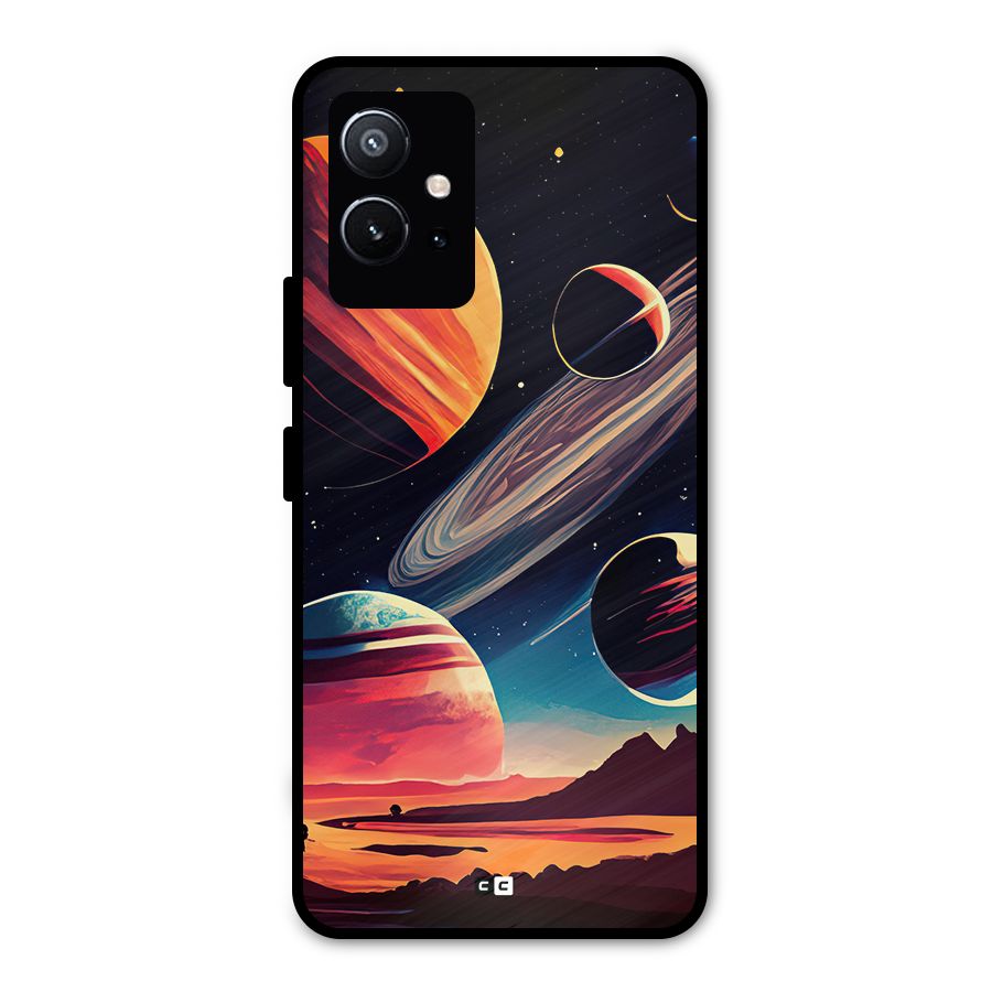 Space Planets Metal Back Case for Vivo T1 5G